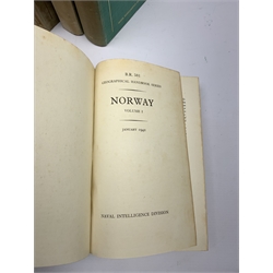 WW2 Naval Intelligence Division Geographical Handbook Series. Four volumes. Norway. Volumes I & II January 1942 & January 1943;  Iceland. July 1942; and Denmark. January 1944. Photographic illustrations, folding and other maps. (4)