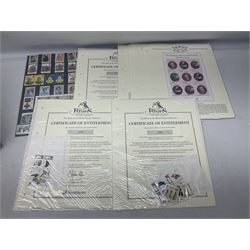 Stamps including various covers and mint stamps from the 'Birds of The World' collection, Queen Elizabeth II pre and post decimal presentation packs,  mint strips, Royal Mail 1990 and 1998 year packs, first day covers, PHQ cards etc