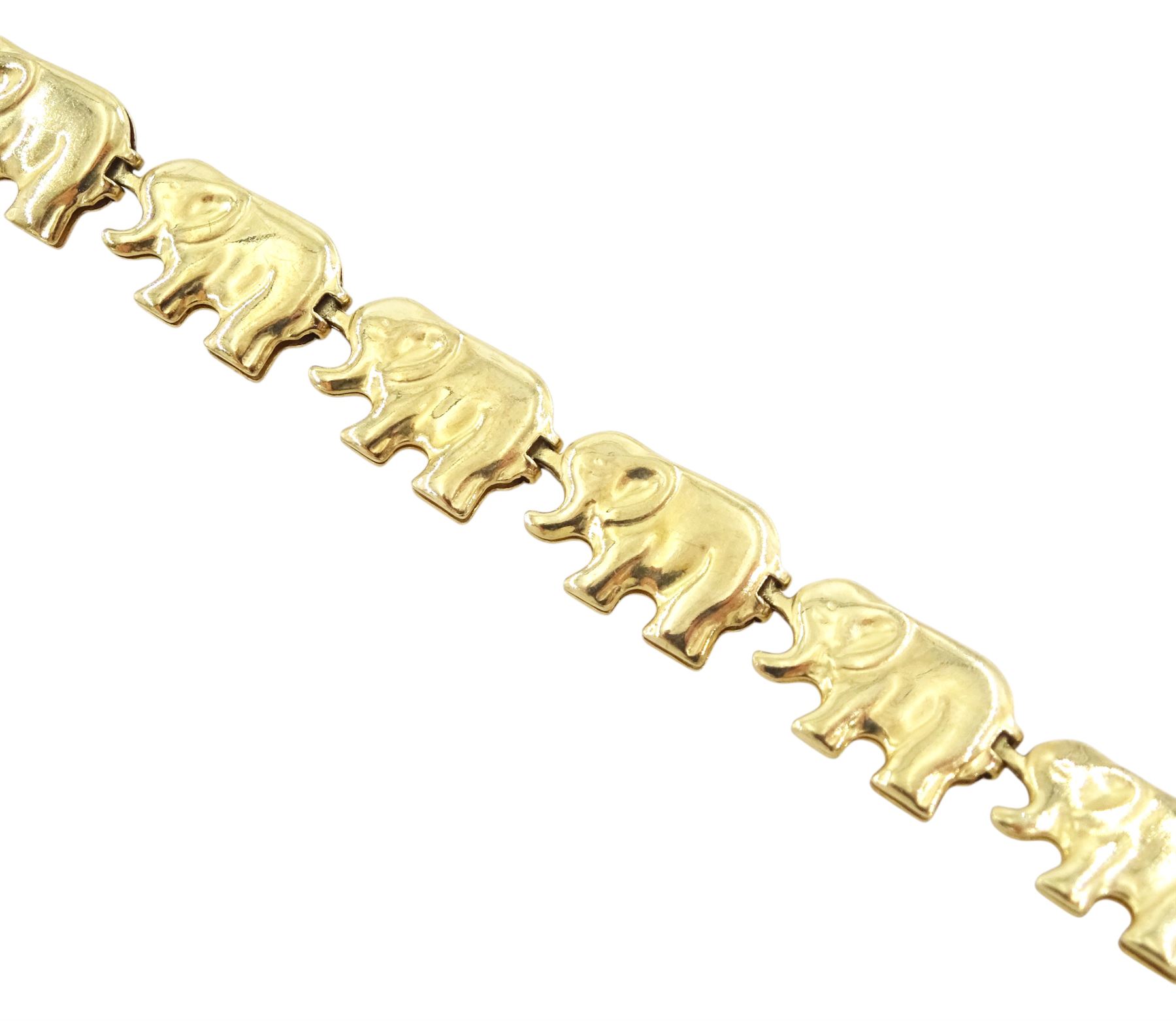 9ct gold elephant link bracelet, hallmarked
