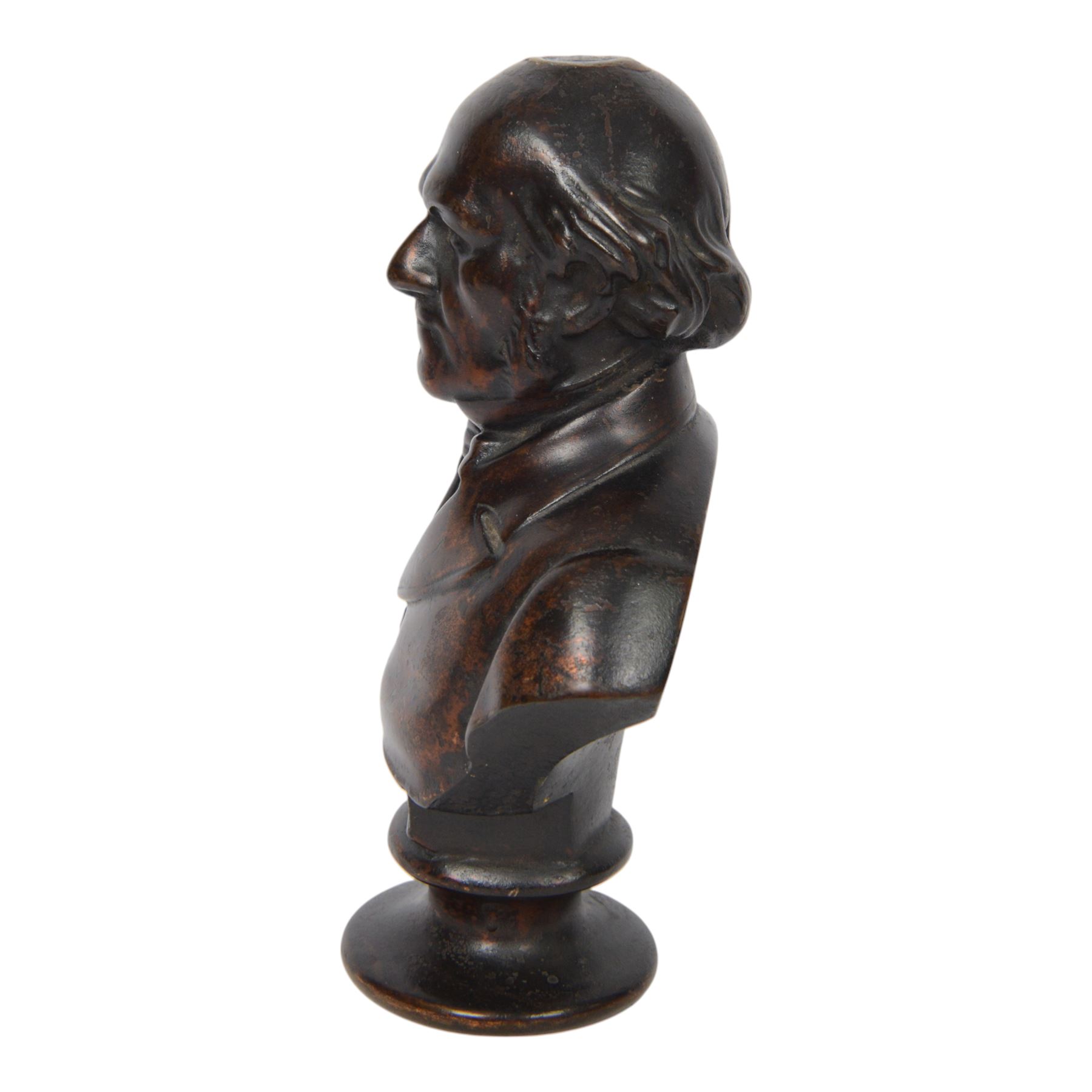 Cast metal bust of Gladstone with a bronze finished, H23cm