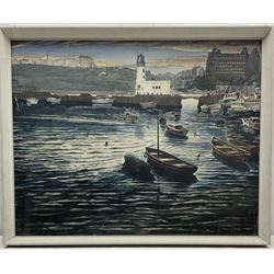 Robert L Hughes (British 20th century): 'Evening Shadows - Scarborough Harbour', watercolour signed and titled 43cm x 56cm