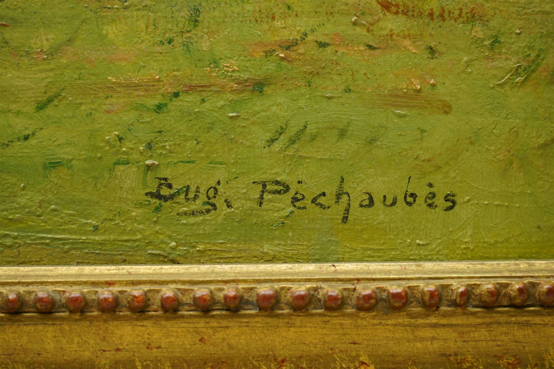 Eugène Péchaubès (French 1890-1967): 'Last fence at Auteuil' Paris, oil on canvas signed 39cm x 79cm
Provenance: purchased from Kensington Fine Art