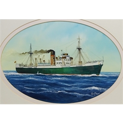  Adrian Thompson (British 1960-): Ship's Portrait - 'Rialto', oval watercolour signed 27.5cm x 40cm   