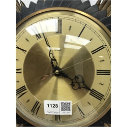  1970's Junghans Electora sunburst electric wall clock, cream dial with baton numerals, D46cm and a similar Metamec wall clock with Roman dial, D47cm (2)   