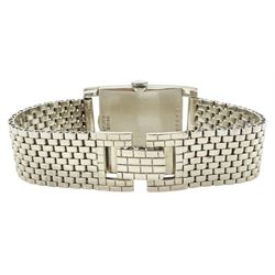 Gruen Curvex Precision gentleman's 14ct white gold manual wind wristwatch, back case No. 282688, rectangular silvered dial, with diamond dot markers at 12, 3 and 9 o'clock and subsidiary seconds dial, on 14ct white gold bracelet, both stamped 14K, with additional links