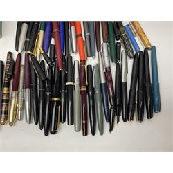 Large quantity of fountain and calligraphy pens, to include examples by Parker, Waterman, Platignum, Universal and Osmiroid, together with a selection of nibs