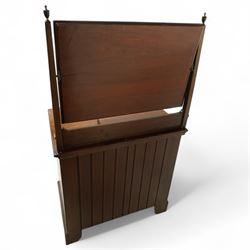 Edwardian mahogany herring-bone inlaid dressing chest, with swivel bevelled dressing mirror, supports with finials, and trinket drawer above chest with three graduated drawers on bracket feet