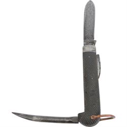 Military jack knife, by Wade and Butler, marked with broad arrow, together with military duel purpose torch and water bottle in webbing carrier