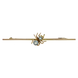 Early 20th century 9ct gold blue topaz spider brooch, Chester 1921