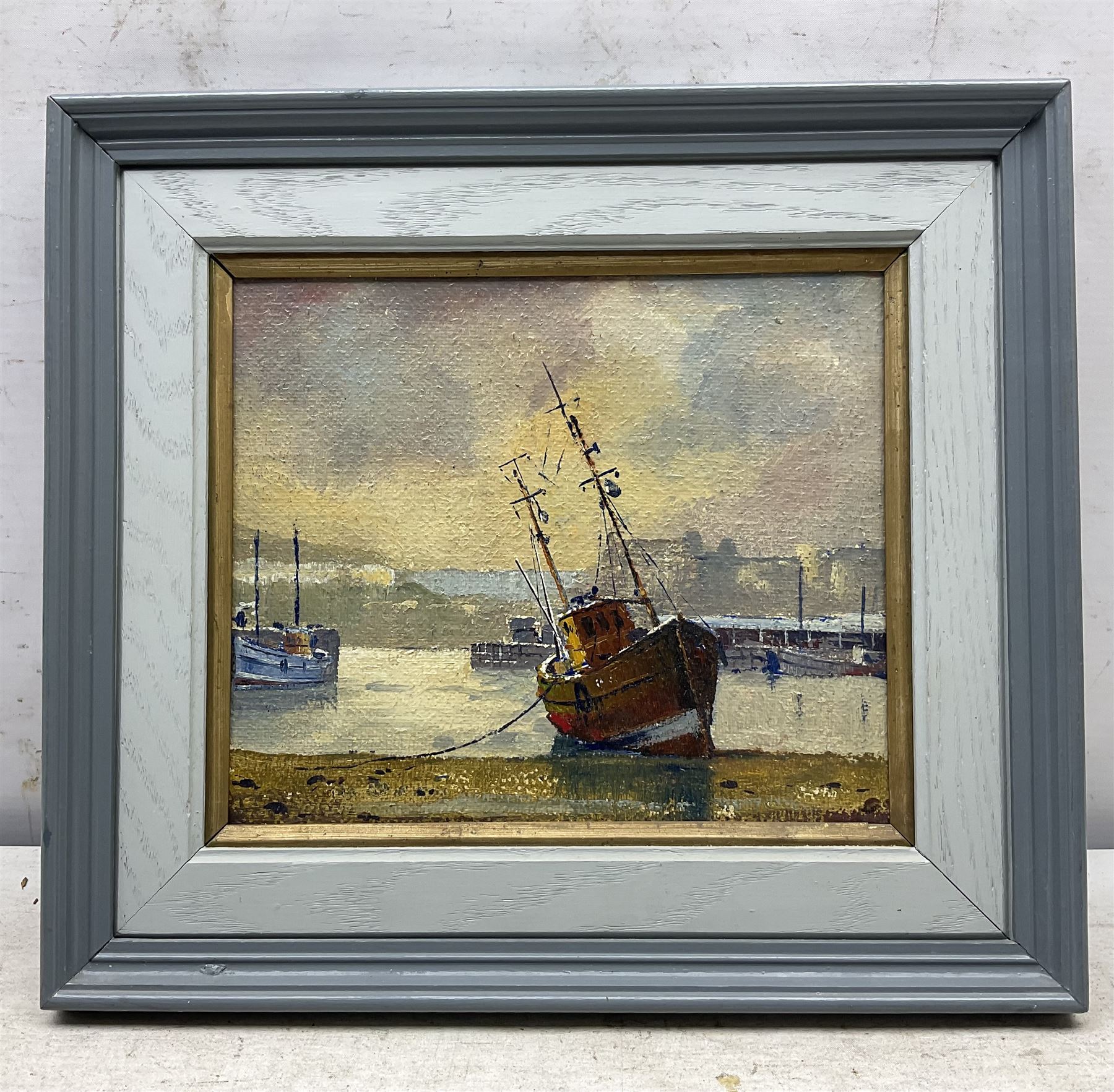 Don Micklethwaite (British 1936-): Low Tide - Scarborough, oil on board, signed titled and dated 1978 verso 19cm x 23cm 