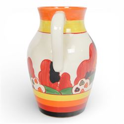 Wedgwood Bizarre by Clarice Cliff, Lotus Jug Farmhouse, hand painted based upon an original, limited edition 26/250, with certificate and box, H21cm 