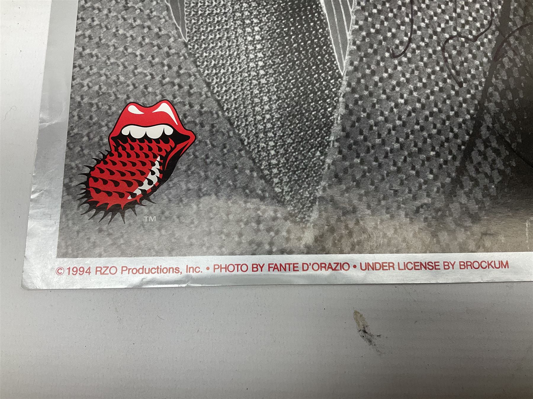 Rolling Stones Voodoo Lounge World Tour 1994/95 poster signed in black marker pen by Charlie Watts, Keith Richards, Mick Jagger and Ronnie Wood 58 x 81cm, unframed