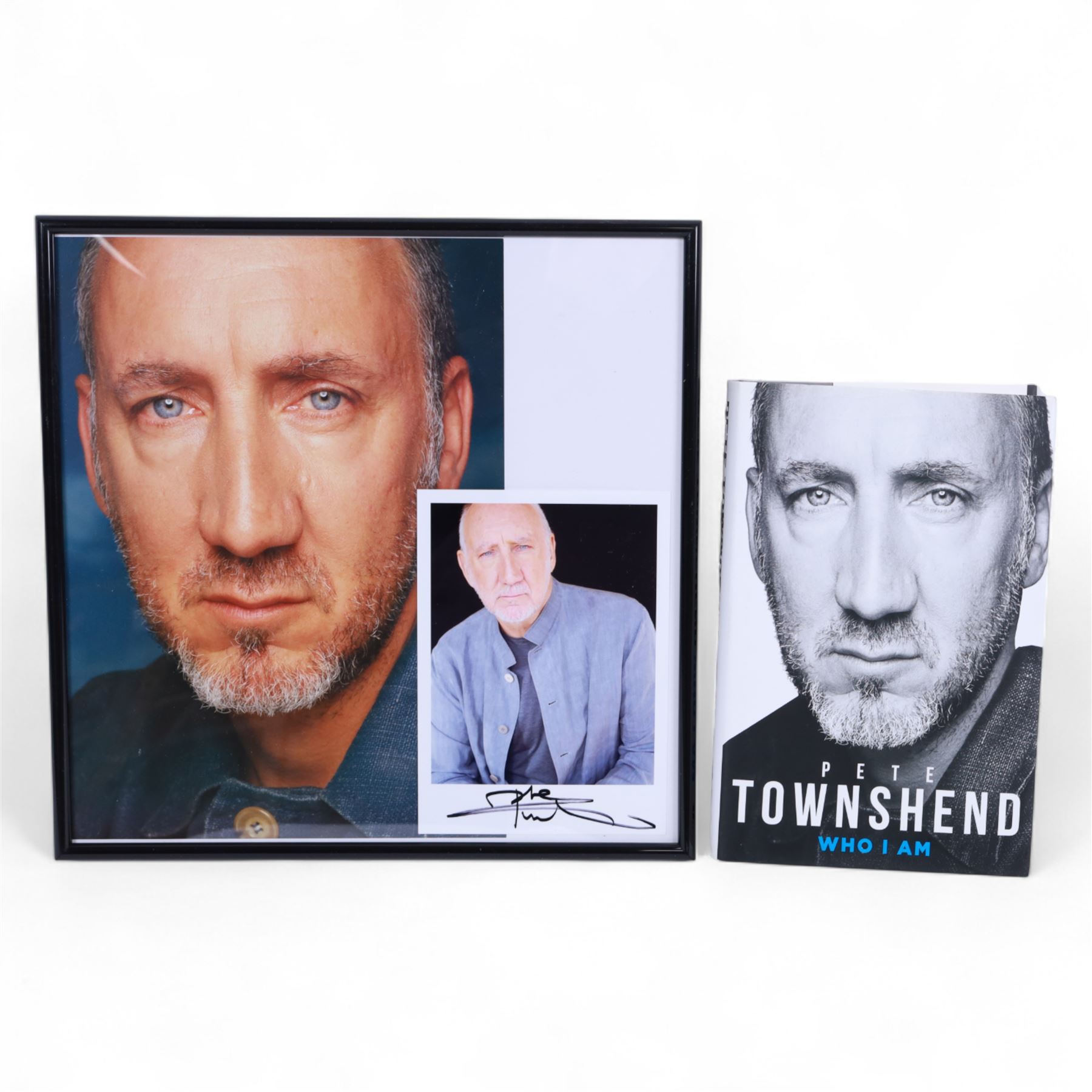 The WHO's Pete Townshend signed framed photograph, together with a  first edition of his autobiography 'Who I Am', frame H33cm