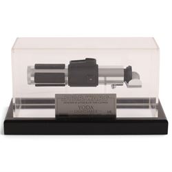 Master Replicas Star Wars Episode II Attack of the Clones Yoda's Lightsaber no. SW-104, 1:1 scale, in box with outer cardboard sleeve and certificate, separate acrylic display case and plaque, limited edition no. 2011/2500