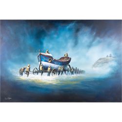 Dean Regan (Northern British 1960-): The Launching of the Robert and Mary Ellis Lifeboat a...