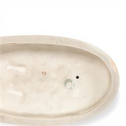 Two Royal Dux figures, each modelled as a toddler and dog, upon oval base, one titled 'Can't you talk?', model no 2369, each with applied and impressed marks beneath, largest example H19cm