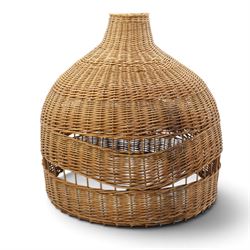 DD CL - Pair of oversized cane pendant shades, with metal rim