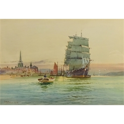  'Off Largs', watercolour signed by AD Bell AKA Wilfred Knox (British 1884-1966) and dated 1939, titled on the mount 26cm x 37cm  