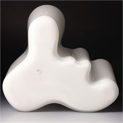 Alvar Aalto (Finnish 1898-1976) for Iittala: Set of three white glass vases, marked Alvar Aalto to base, largest H16cm (3)
