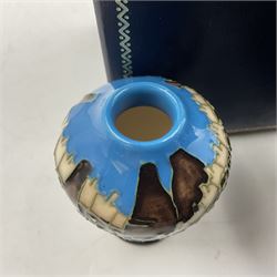 Two miniature Moorcroft vases, one decorated in the Lodge Hill pattern, circa 2007, H6cm,  and the other decorated in Made in Burslem circa 2011, H6cm  