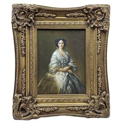 After Franz Xaver Winterhalter (German 1805-1873): Portrait of Empress Maria Alexandrovna née Princess Marie of Hessen und bei Rhein wife of Alexander II, 20th century oil on panel signed R Wilson 39cm x 29cm