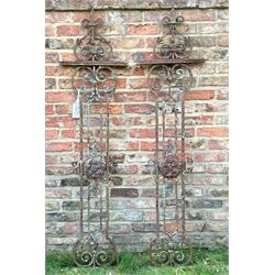 Pair of decorative Victorian wrought iron garden grills. H178cm x 46cm.  - COLLECTION BY APPOINTMENT FROM: The White House, Thirsk Road, Easingwold, York, YO61 3NF - CALL 01723 507111 TO ARRANGE