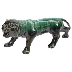 Blue Mountain Pottery, large tiger, together with two dolphins and two brown bears 