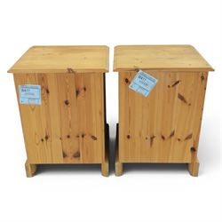 Pair of solid pine three drawer bedside pedestal chests