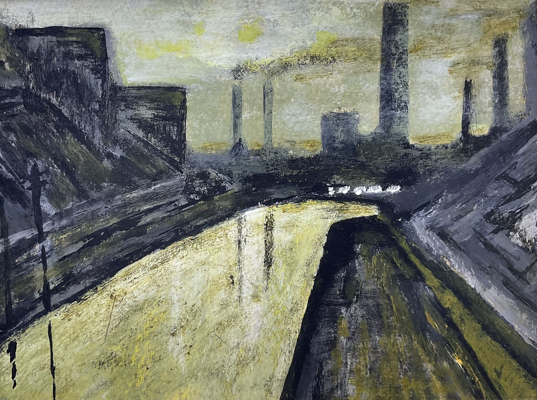 Circle of Theodore Major (British 1908-1999): Industrial Landscape, oil on board unsigned 16cm x 22cm