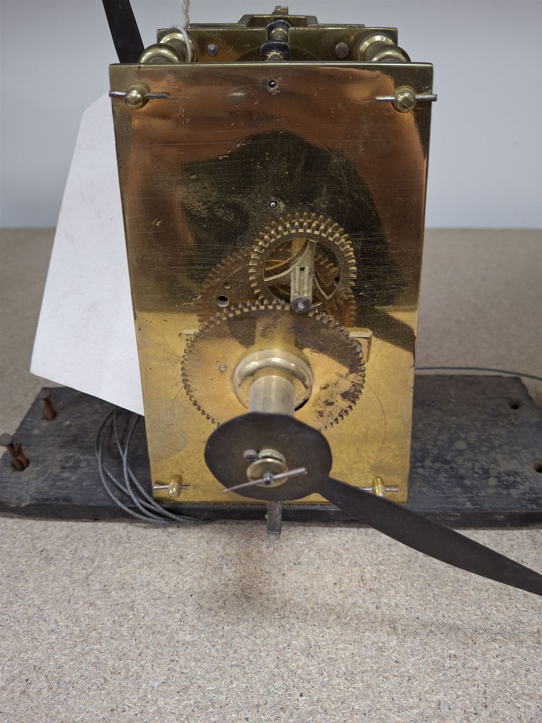 Two skeleton clock movements, tavern clock movement, and further clock movements, all for restoration 