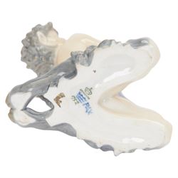 Royal Copenhagen Faun riding a goat no 737, together with Fawn and Parrot no. 752