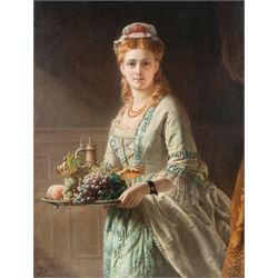 John Robert Dicksee (British 1817-1905): 'The Daughter of the House', oil on canvas signed with monogram, titled verso 45cm x 34cm
Provenance: purchased David Duggleby Ltd 18th June 2021 Lot 147