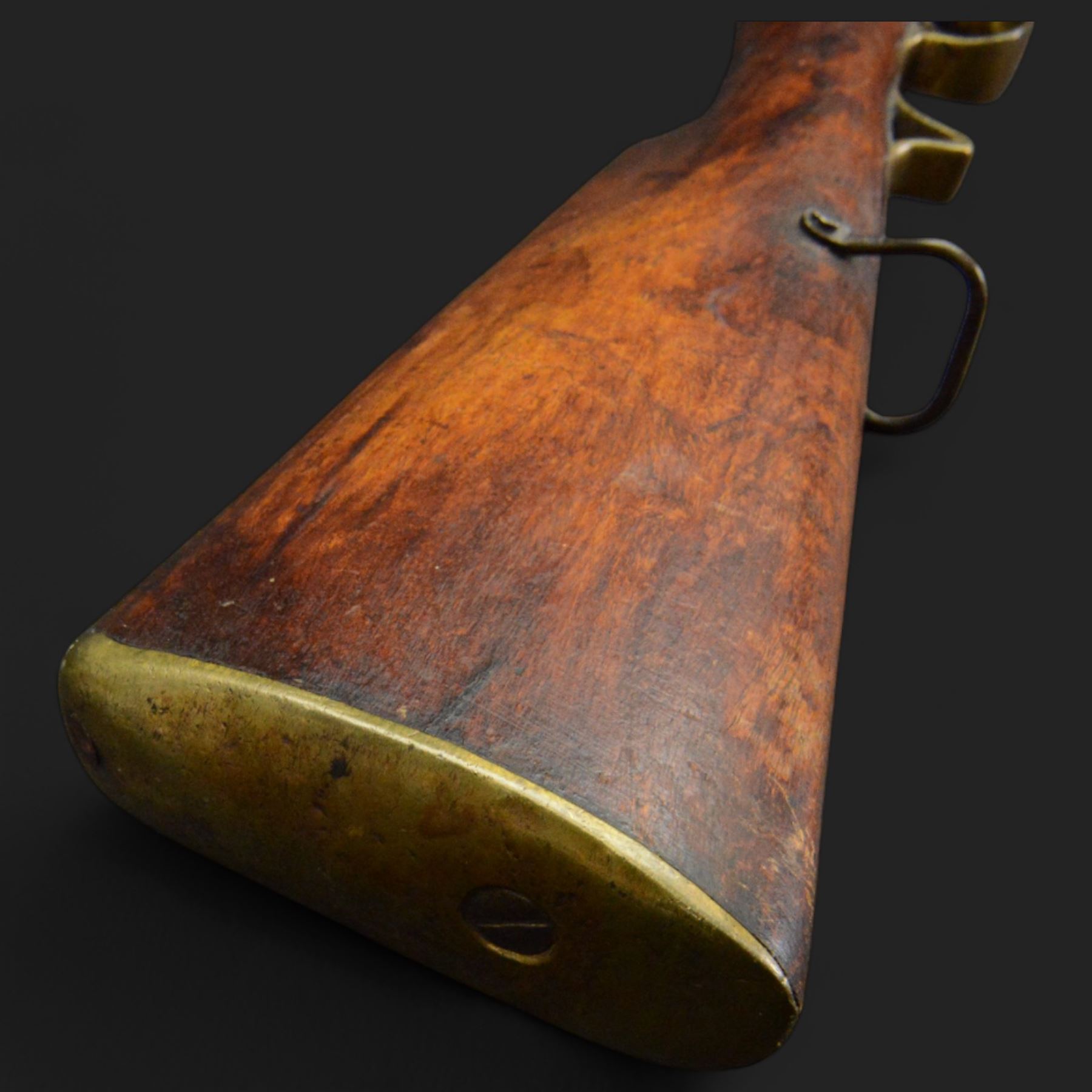 Percussion musket, the 70cm barrel with ramrod under, full walnut stock, with two sling swivels, overall L110cm
Sold as an exempt item under Section 58 (2) of the 1968 Firearms Act, to be held as a curiosity or ornament