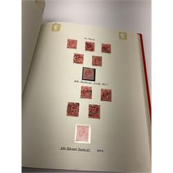 Small collection Great British mint and used stamps including King Edward VII stamps, with annotations, housed in a red loose leaf tower album