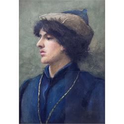 Attrib. Glyn Warren Philpot RA (British 1884-1937): Portrait of a Young Gentleman, watercolour unsigned, attributed verso 26.5cm x 18.5cm 
Provenance: with The Campden Gallery, Kensington, label verso