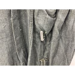 WW2 German Army grey/green herringbone twill four pocket tunic with shoulder tabs for signals regiment, cloth eagle insignia and iron cross ribbon