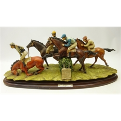  Large Capodimonte limited edition 'The Steeple-Chase' by Mazini 172/500 on oval plinth, with certificate, L82cm x H30cm   