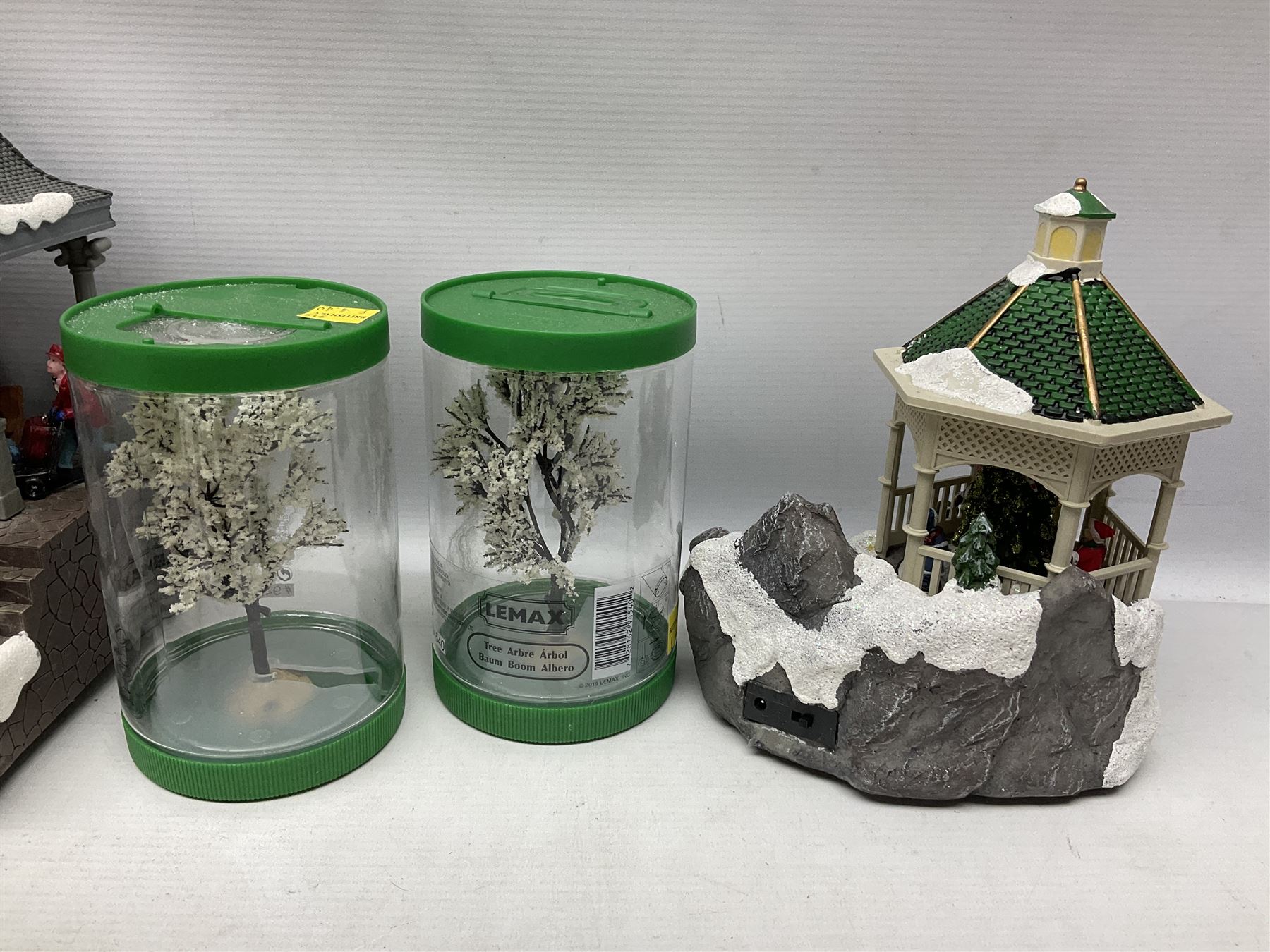 Christmas decorations; Premier LED Christmas Village scene with moving train, together with three Lumineo christmas scenes, and other similar 