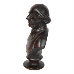 Cast metal bust of Gladstone with a bronze finished, H23cm