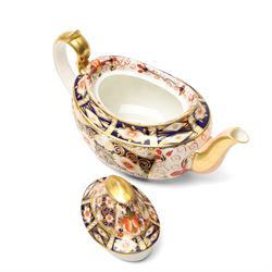 Royal Crown Derby pattern 2451 three-piece tea service, comprising teapot, covered sucrier and milk jug, date mark for 1898 (3)