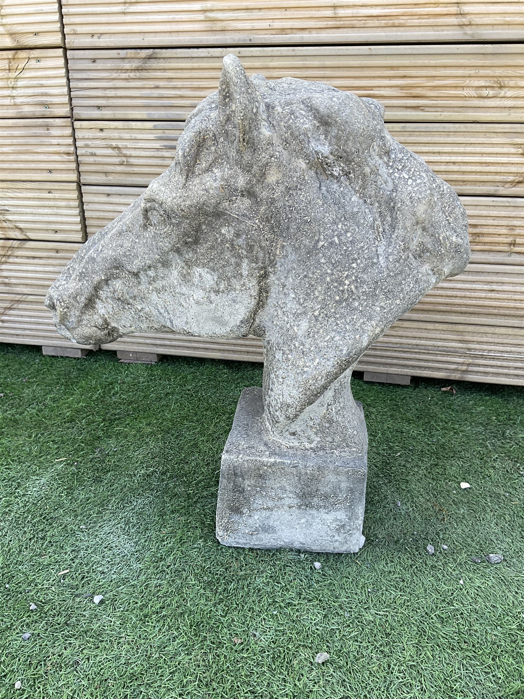 Cast stone garden horse head figure