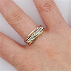 14ct rose, white and yellow gold diamond ring, stamped 585