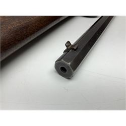 Assorted rifle and pistol spares; early Gem air rifle with sawn off barrel (piece present); telescopic sight; canvas/leather ammunition pouch; Mauser stock; barrel browning solution etc