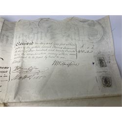 Early 19th century manuscript deed on vellum in three sections dated 25th February 1803 relating to 'An agreement between William Wilberforce, of the old palace yard, Westminster - son of Robert, AND The Reverend Thomas Bowman, of Beverley, who has agreed to buy from William Wilberforce the Freehold of a 