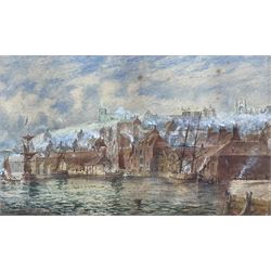 English School (Late 19th century): Shipping in Whitby Harbour, watercolour unsigned 15cm x 25cm