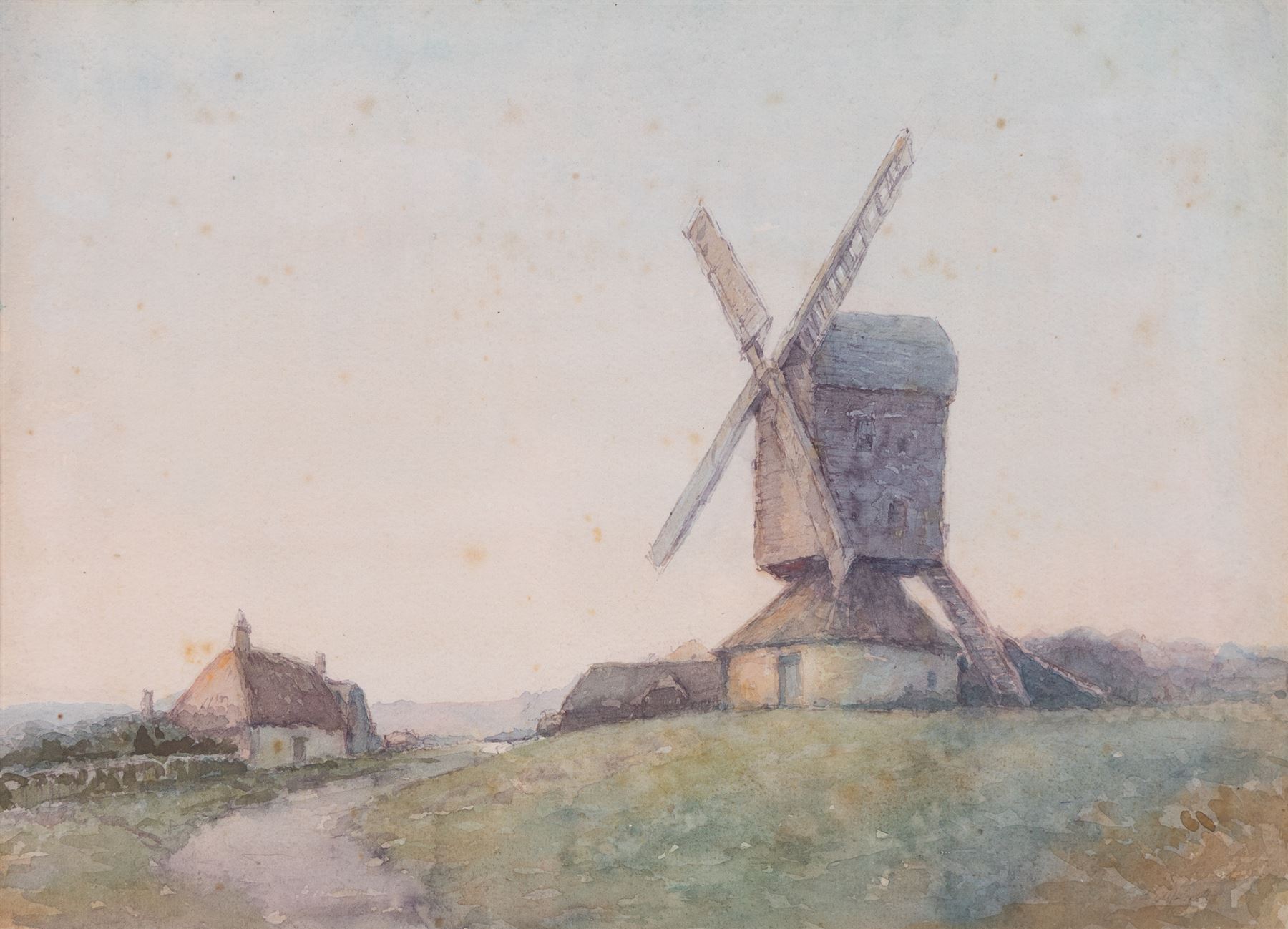 Henry Samuel Merritt (British 1884-1963): Farm and Windmill, two watercolours signed, one very faintly lower right, max 27cm x 38cm (2)