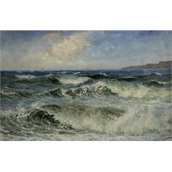 John Falconar Slater (British 1857-1937): North Sea Coastal scene, watercolour and gouache signed 66cm x 100cm 
