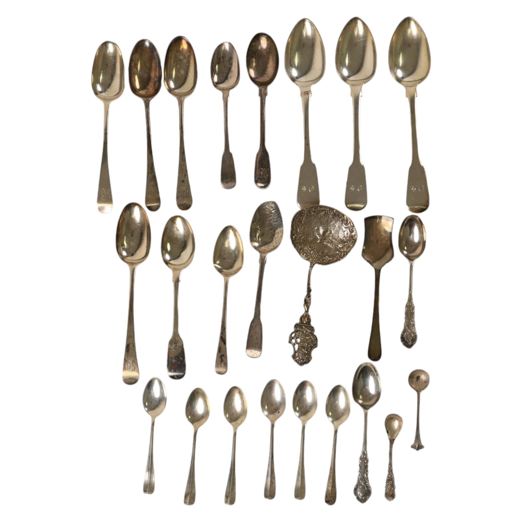 Collection of silver flatware, all stamped or hallmarked