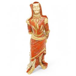 Doulton Burslem 'Mephistopheles and Marguerite' Vellum double-sided figure, the obverse formed as a smiling demon, the reverse formed as a woman with a book and flower, decorated in orange and gilt to one side and in gilt to the other, printed green mark to base, H30cm 
