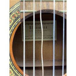 Alhambra Muro De Alcoy Spanish acoustic guitar No.47045807 with mahogany back and sides and spruce top L101cm, in carrying case with Seiko metronome and Chromatic Tuner
